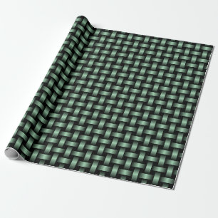 Papier Cadeau Motif Tissé Vert Noir