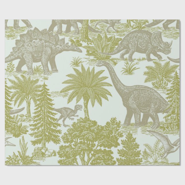 Papier Cadeau Motif Toile Dinosaure Vintage (Plat)
