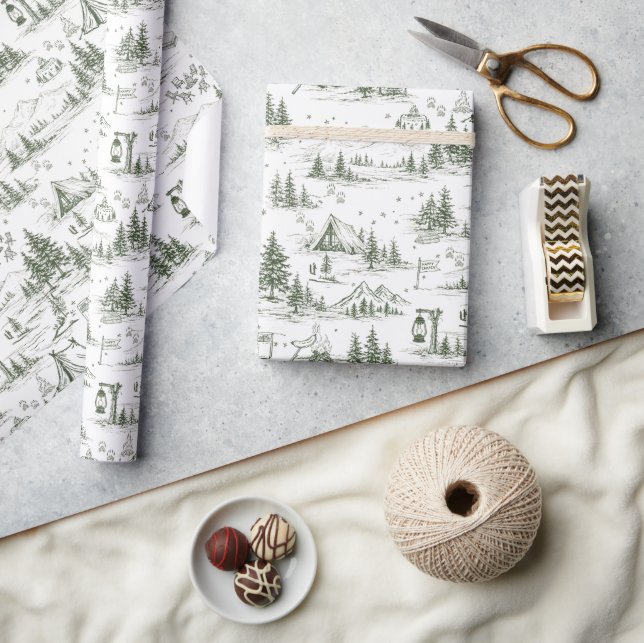 Papier Cadeau Motif Toile Happy Camper (Artisanat)