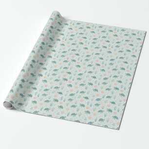Papier Cadeau Motif Tortue de Mer avec Plantes Océaniques