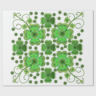 Papier Cadeau Motif Tourbillon et Trèfle Vert Métallisé Personna