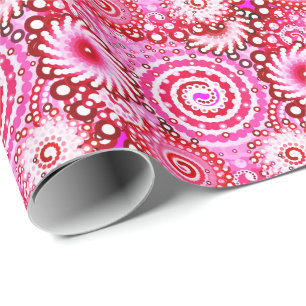 Papier Cadeau Motif tourbillon fractal, rose et marron