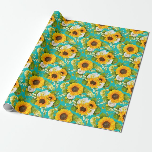 Papier Cadeau Motif tournesol (Déroulé)