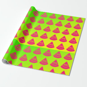 Papier Cadeau Motif Tranche de Pastèque Néon