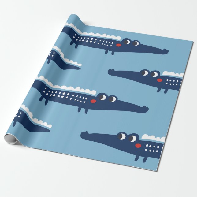 Papier Cadeau Motif transparent avec crocodiles (Déroulé)