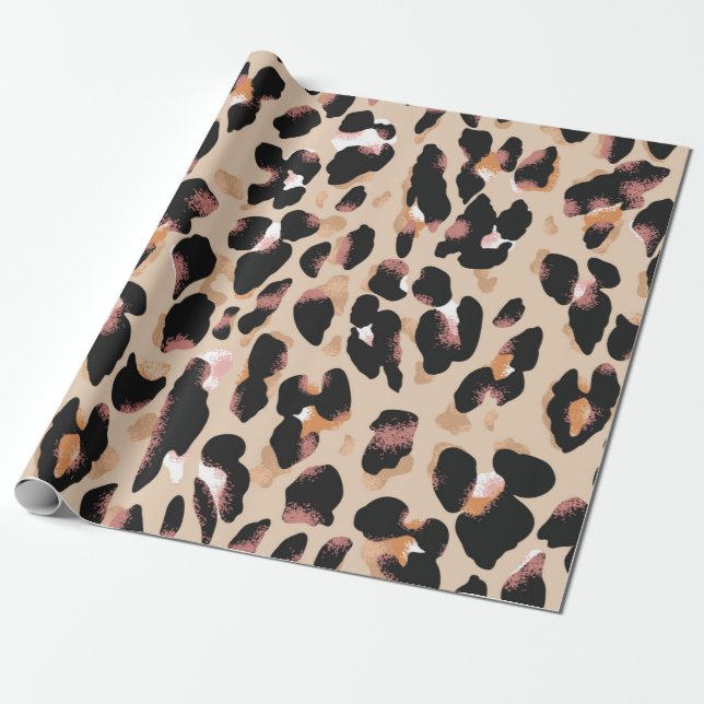 Papier Cadeau Motif transparent Empreinte de léopard (Déroulé)