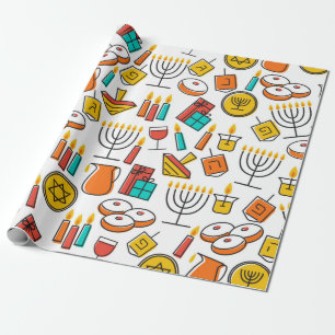 Papier Cadeau Motif transparent Hanoukka. Hanoukka de vacances j