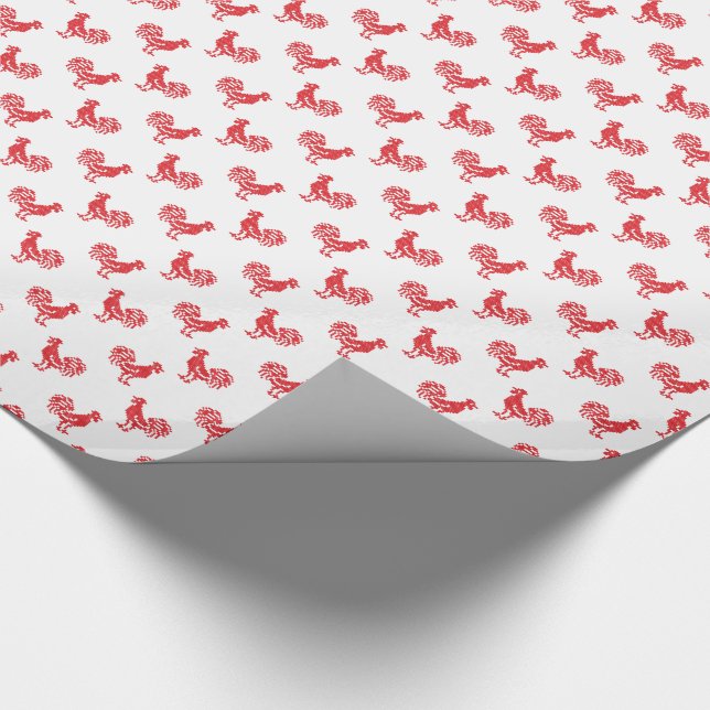 Papier Cadeau Motif transparent Red Roosters (Coin)