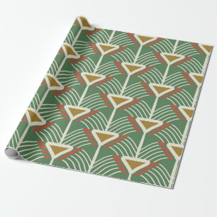 Papier Cadeau motif transparent vert avec lignes et géométrie sh
