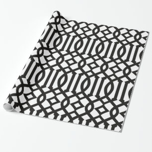 Papier Cadeau Motif Trellis noir et blanc tendance