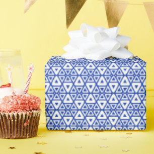 Papier Cadeau Motif Triangle Géométrique Bleu Moderne Minimali