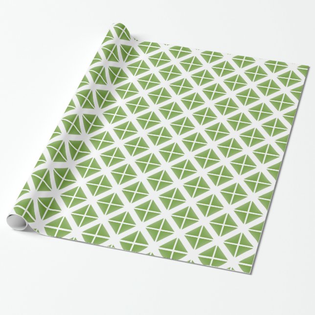 Papier Cadeau Motif triangle vert tendance (Déroulé)