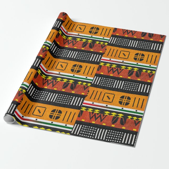 Papier Cadeau Motif tribal Afrocentrique (Déroulé)