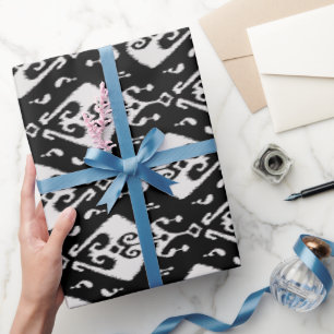 Papier Cadeau Motif tribal d'ikat noir et blanc frais