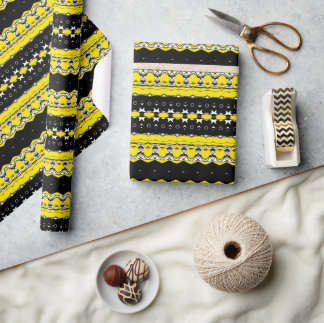 Papier Cadeau Motif tribal marron et noir