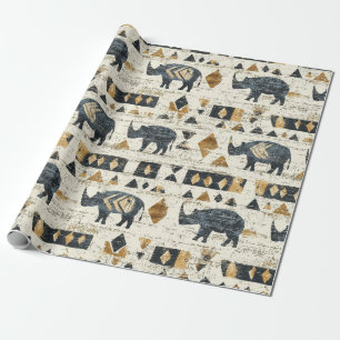 Papier Cadeau Motif tribal Rhino Rustique (1)