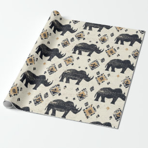 Papier Cadeau Motif tribal Rhino Rustique (2)