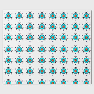 Papier Cadeau Motif Tribal Turquoise