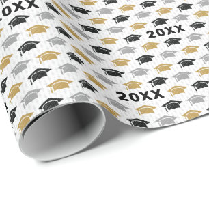 Papier Cadeau Motif trio casquette de l'année personnalisée