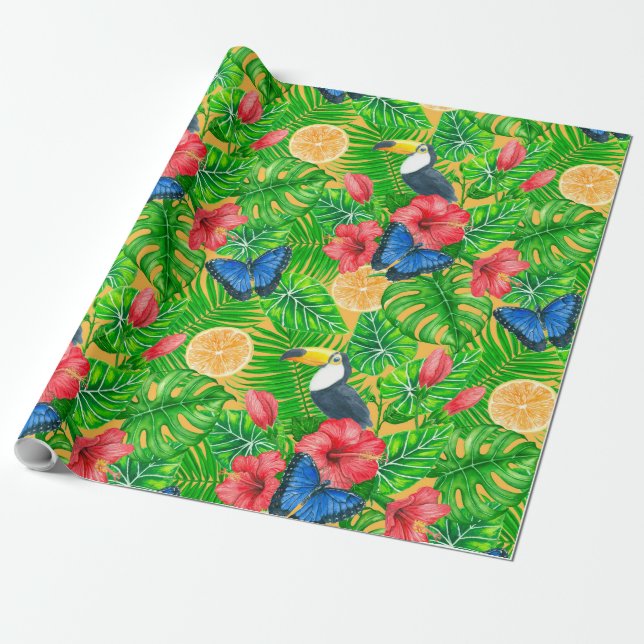 Papier Cadeau Motif tropical (Déroulé)