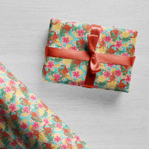 Papier Cadeau Motif tropical dessiné à la main Crabe Citrons Hib