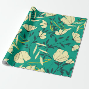 Papier Cadeau Motif tropical lumineux et transparent avec feuill