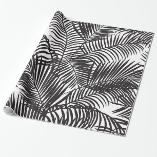 Papier Cadeau Motif tropical noir moderne de palmiers