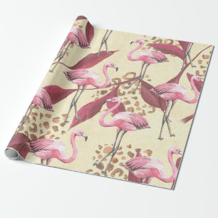 Papier Cadeau Motif tropical sans couture avec flamant rose, lea