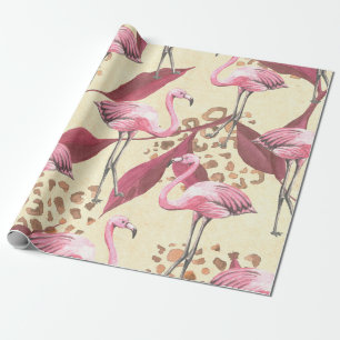 Papier Cadeau Motif tropical sans couture avec flamant rose, lea