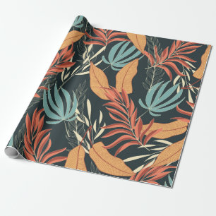 Papier Cadeau Motif tropical transparent avec jaune vif
