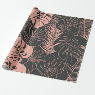 Papier Cadeau Motif tropical transparent en été avec monstera pa