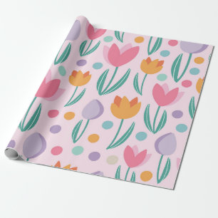 Papier Cadeau Motif Tulipes printanières