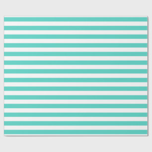 Papier Cadeau Motif turquoise en bande bleue et blanche