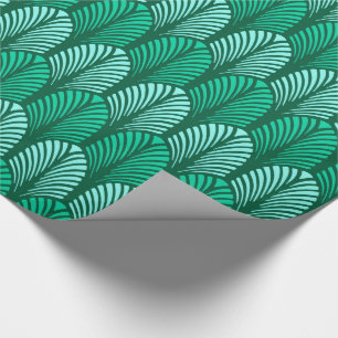 Papier Cadeau Motif, turquoise et Aqua de plume d'art déco