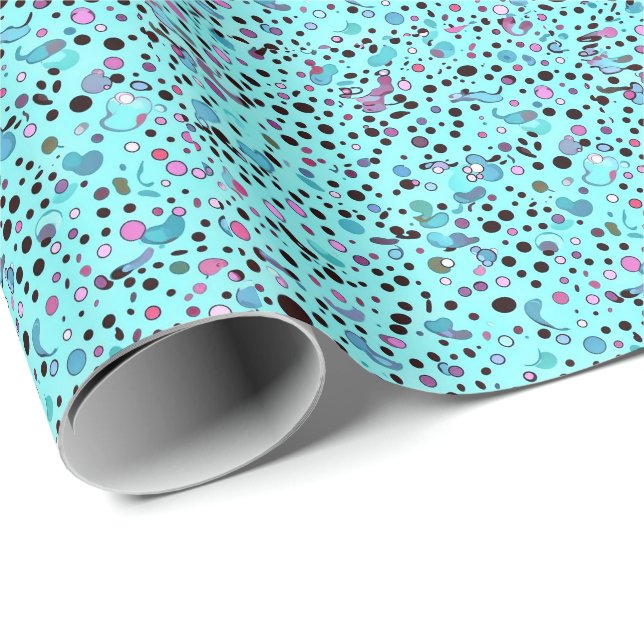 Papier Cadeau Motif Turquoise moderne Abstrait (Coin rond)