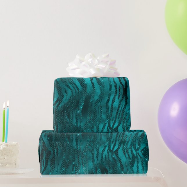 Papier Cadeau Motif turquoise Ombre Glam Parties scintillant Tig (Cadeaux de fête)