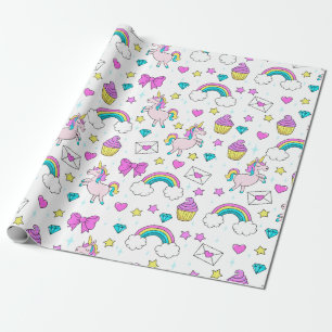 Papier Cadeau Motif Unicorn mignon