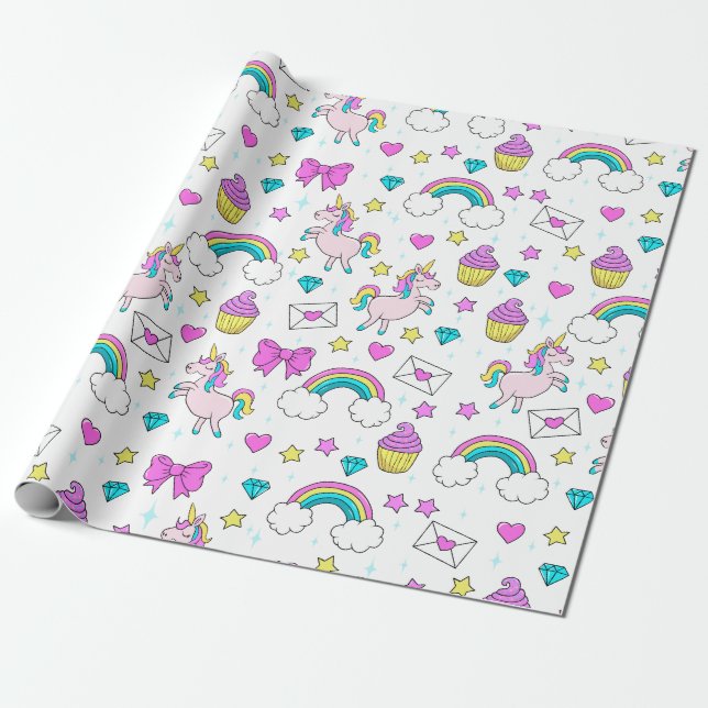 Papier Cadeau Motif Unicorn mignon (Déroulé)