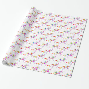 PAPIER CADEAU MOTIF VECTOR UNICORN FLOWERS