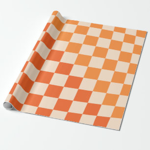 Papier Cadeau Motif vérifié Orange de chaîne