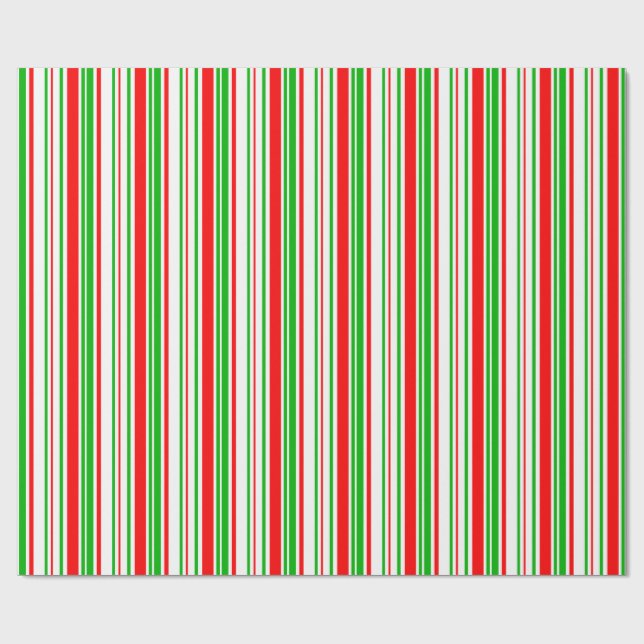 Papier Cadeau Motif vert, blanc, rouge rayures/lignes amusantes (Plat)