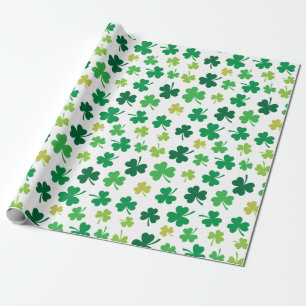 Papier Cadeau Motif vert de trèfle de shamrock de Jour de la