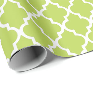 Papier Cadeau Motif vert de tuiles de Quatrefoil de kiwi