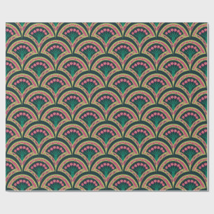 Papier Cadeau motif vert en forme de coque