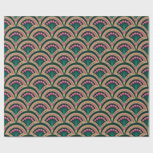 Papier Cadeau motif vert en forme de coquillage (Plat)
