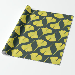 Papier Cadeau Motif vert Ginkgo Leaf - Printemps Botanique