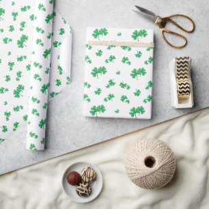 Papier Cadeau Motif vert trèfle irlandais dégradé
