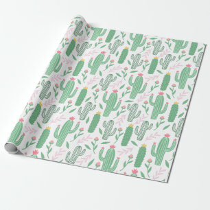 Papier Cadeau Motif vert violet de plante de cactus