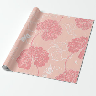 Papier Cadeau Motif victorien vintage avec feuilles dessinés à l