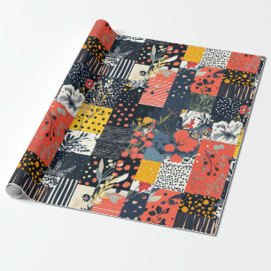 Papier Cadeau Motif vintage à écailles florales (7)